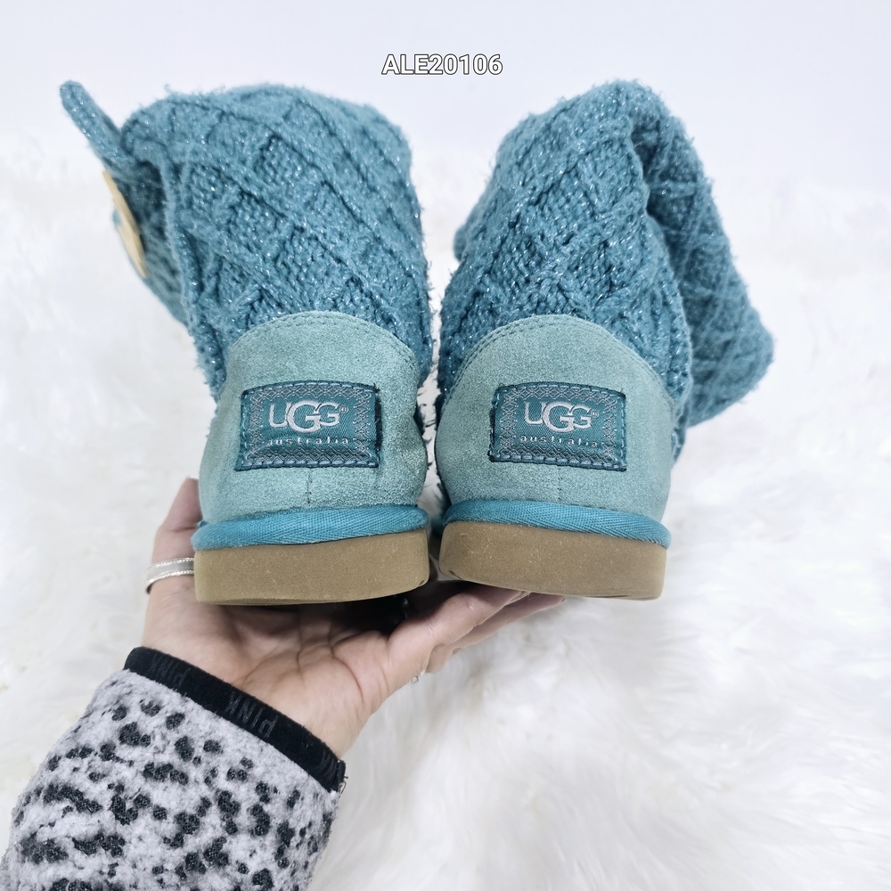 UGG style knit boots Classic Cardy model Turquoise Color Sz.7 - Picture 9 of 17